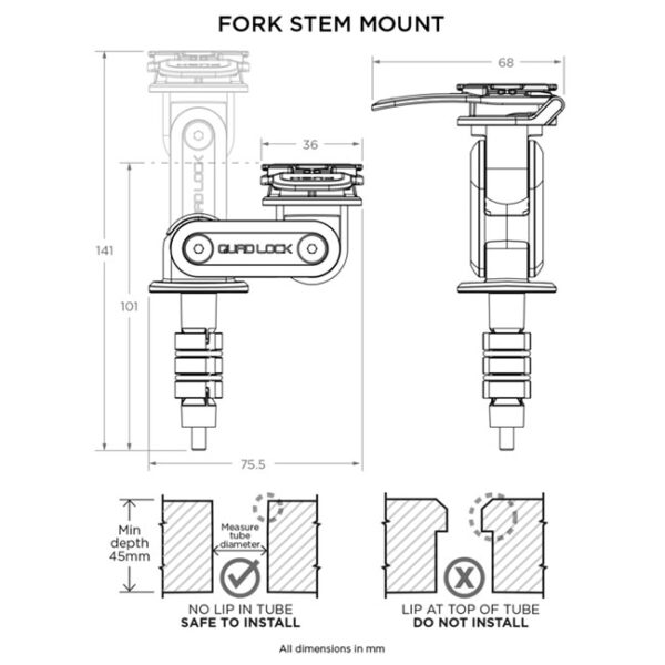 Quad Lock Motorcycle Fork Stem Mount - Image 4