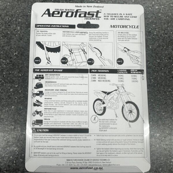 AEROFAST 25mm Ratchet Motorcycle Tiedowns (Karabiner) - Image 2